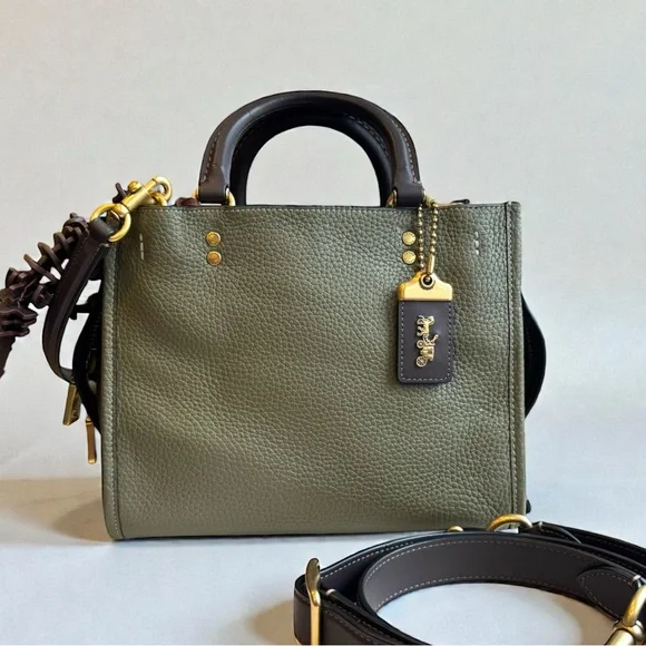 Coach Rogue 25 Color Block Satchel Amy Green and Large Dino Charm - Picture 4 of 15